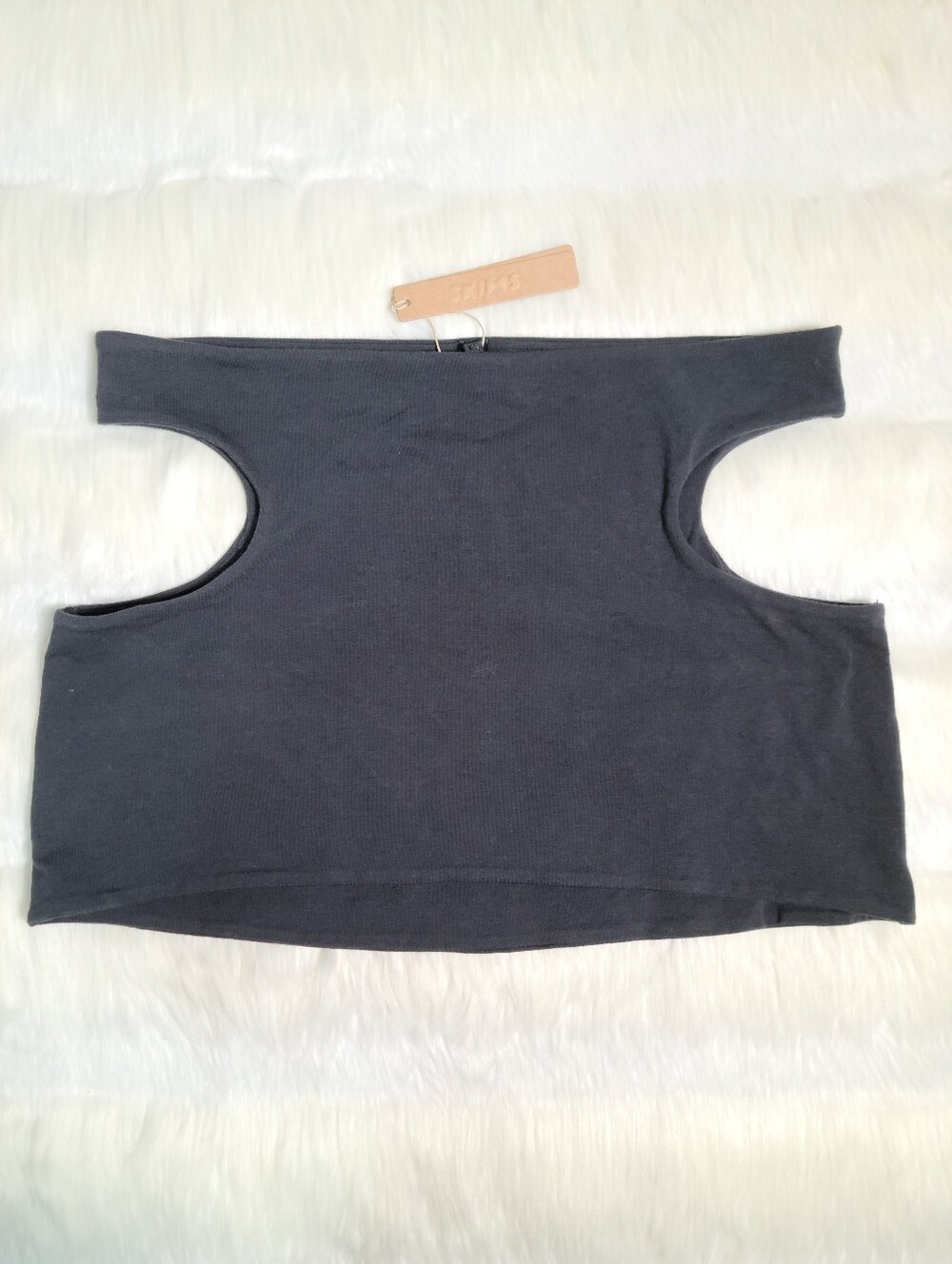SKIMS Cotton Jersey Cut Out Kini Skirt Black Soot Women Small NEW